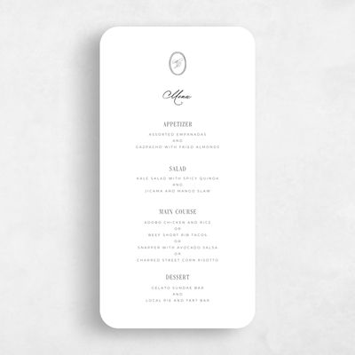 White Rounded Wedding Menu - Reece