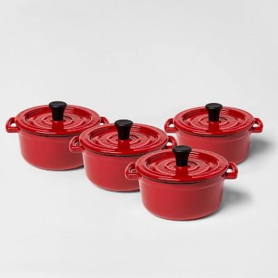 .25qt 4pc Round Casserole Bakeware Set Red - Threshold&#8482;
