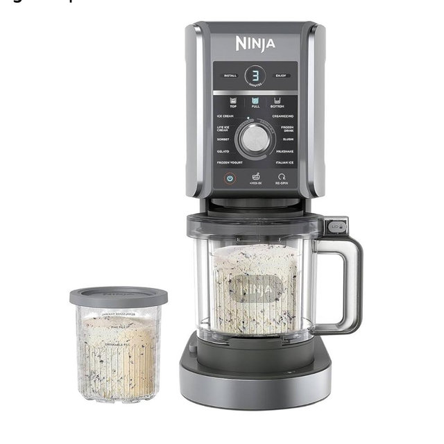 Ninja CREAMi Deluxe Ice Cream & Frozen Treat Maker for Ice Cream, Sorbet, Milkshakes, Frozen Yogurt, & More, 11-in-1, XL Capacity, Silver, Includes (2) Family-Sized 24 oz. Tubs, NC501