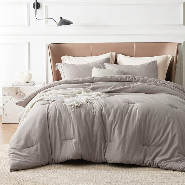Bedsure California King Comforter Set - Soft Microfiber Bedding for All Seasons, 3 Pieces, 1 Comforter 104"x96" and 2 Pillow Shams 20"x36"+2"