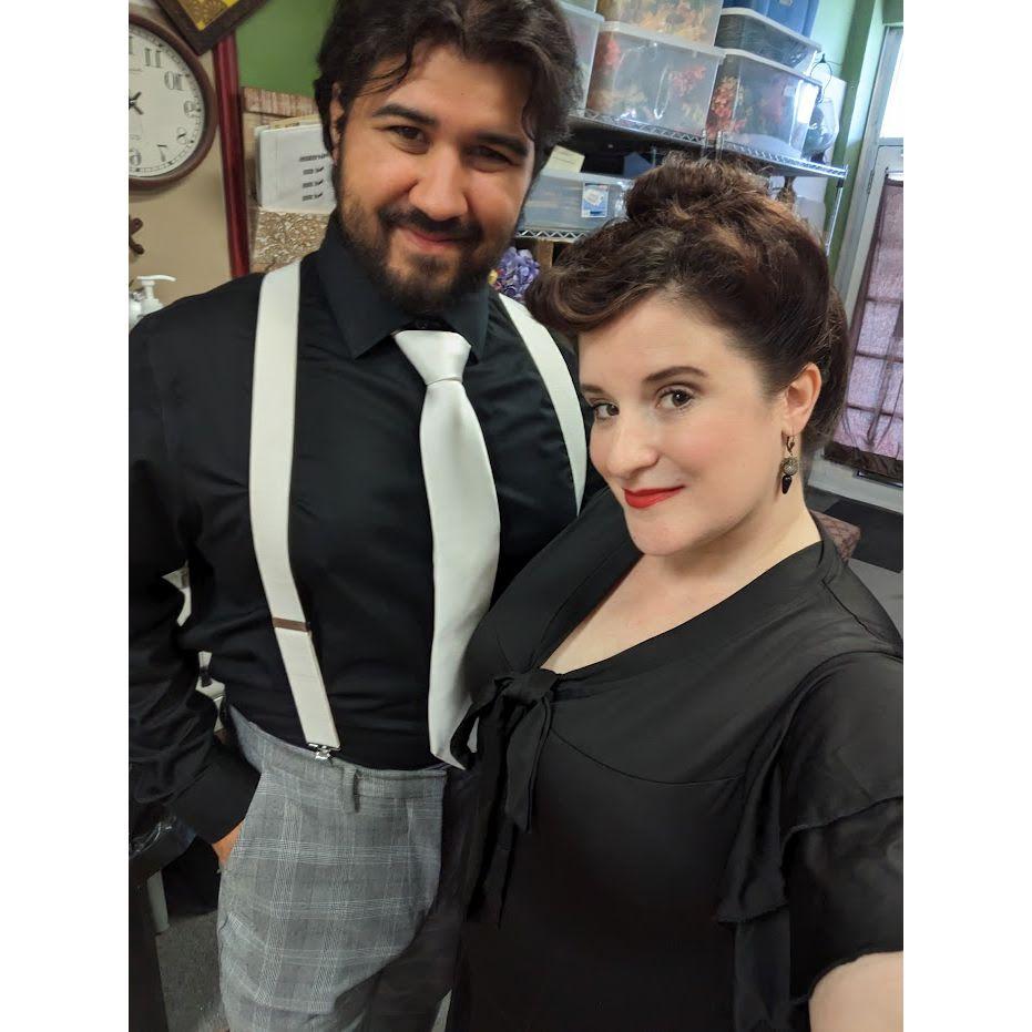 Our costumes for a reading of "The Violet Hour" at MCT