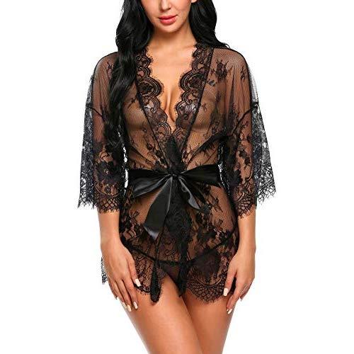 Avidlove Women's Lace Kimono Robe Babydoll Lingerie Mesh Nightgown
