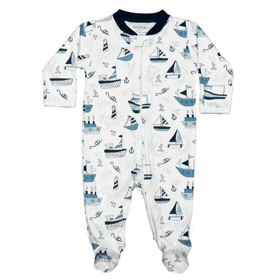 Baby Noomie Baby Zipper Footie - Boats