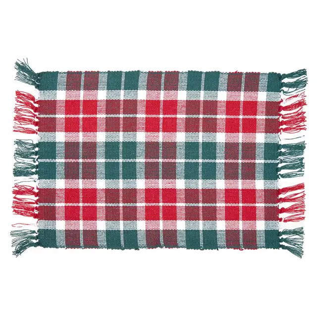 Bee & Willow™ Christmas Fringe Plaid Placemat in Red/Green