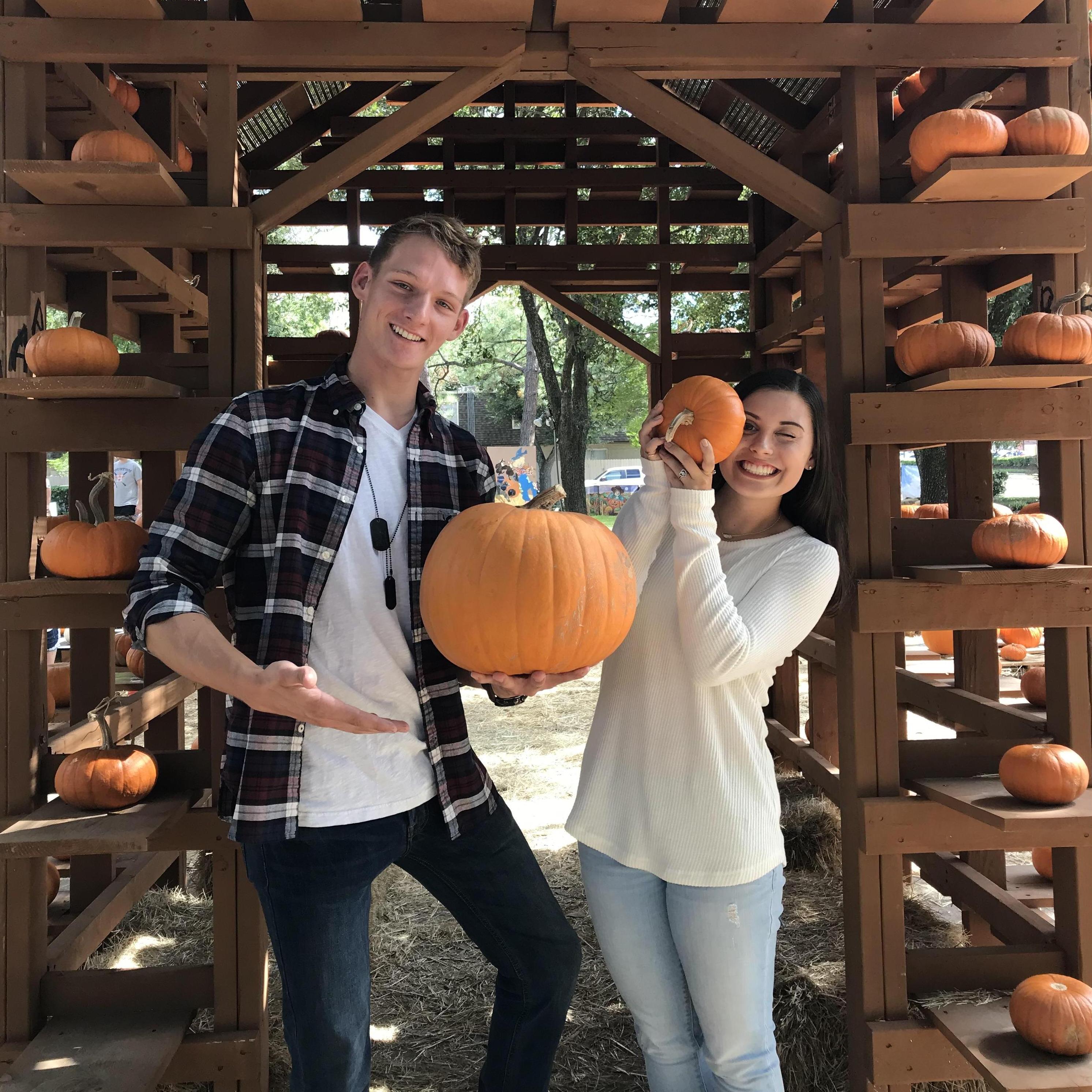 One month after we started dating, we went to a pumpkin patch and took pictures! We used these pictures to "officially post" we were dating!