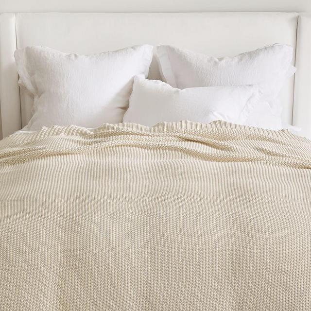 Natural Seedstitch Cotton Blanket, Full/Queen