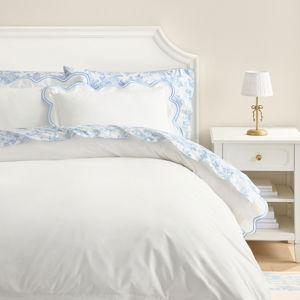 LoveShackFancy Embroidered Scallop Duvet Cover in Blue