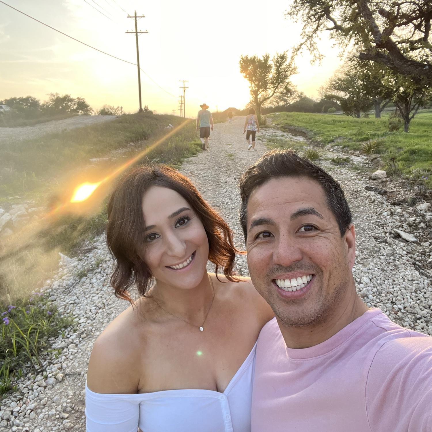 Texas walks at sunset