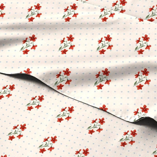 Floral Sheets - Flower Print Bed Sheet Set - 1 Flat, 1 Fitted & 2 Pillowcases w/ Deep Pockets - Comfy, Cozy, Wrinkle & Fade Free - Boho Botanical Bedding - Soft, Breathable & Cooling - King Size Set