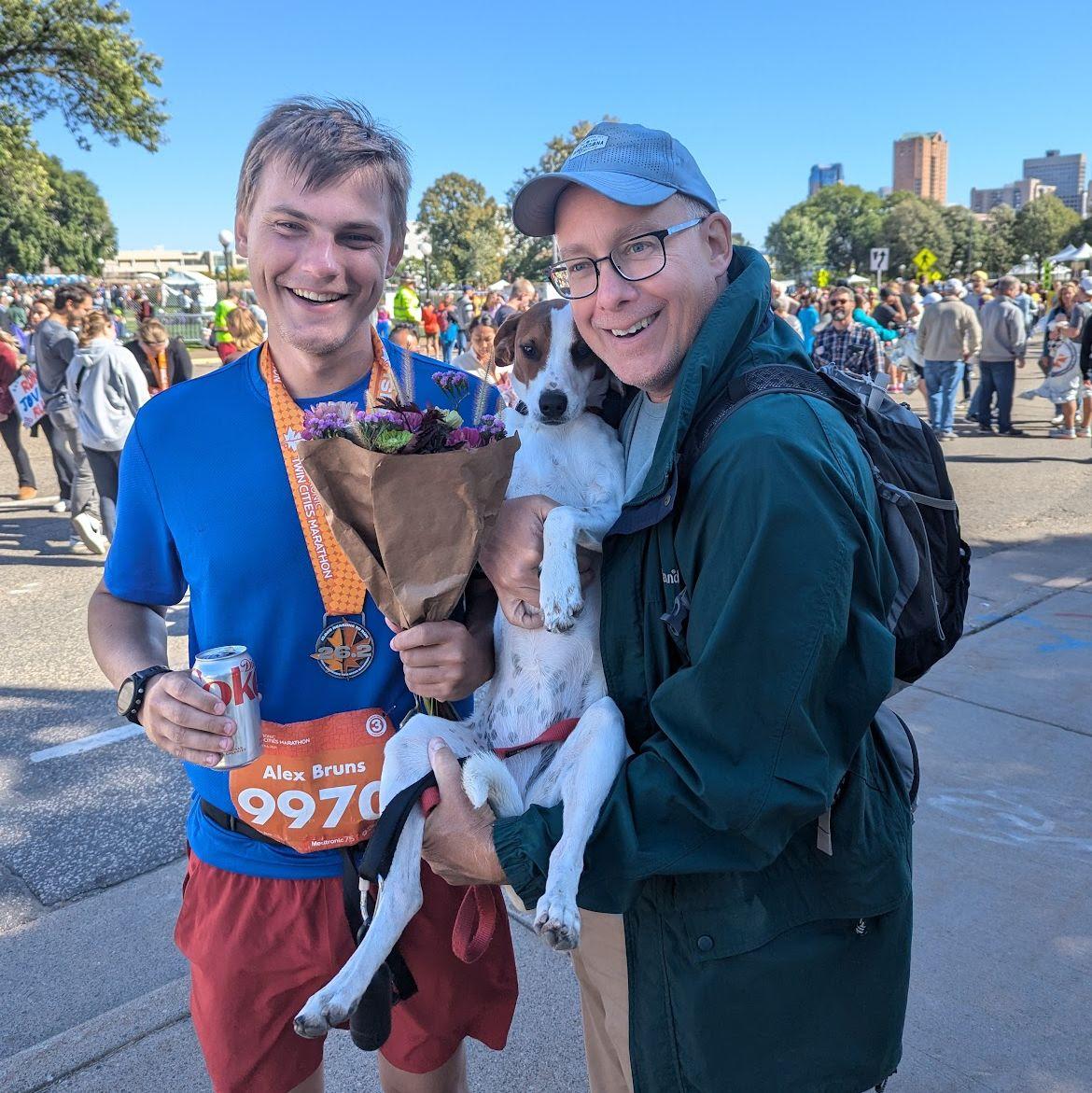 Fall 2024: Alex's 1st marathon and Amelia providing the diet coke