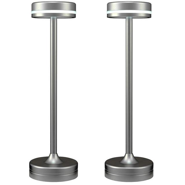 JKEYES Small Table Lamps Set of 2 Portable Cordless Rechargeable 5000mAh Battery Powered Table Lamp,3 Color Stepless Lamp to 40 Hours Usage,Bedside Lamp,Touch Lamps for Outdoor/Home/Gift(Grey)