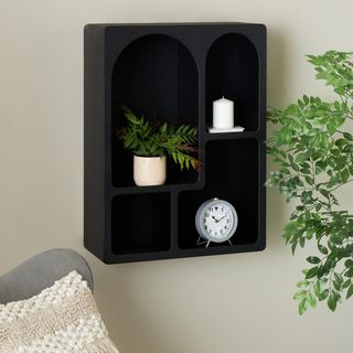 Geometric Wooden 4-Cubby Room Wall Shelf