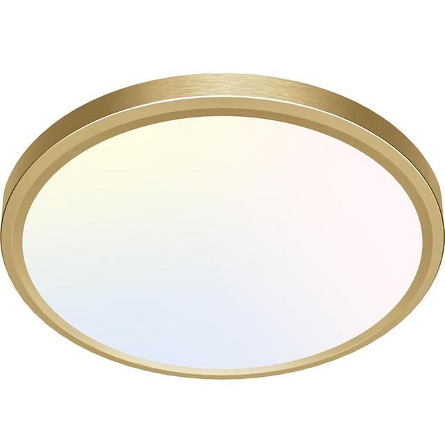 zemty LED Ceiling Light Golden - 12In 28W Aureate Flush Mount Ceiling Light, 3 Color Temperature 3000K/4500K/6000K - 3200lm Gilded Round Flat Light Fixture for Kitchen Bathroom Shower