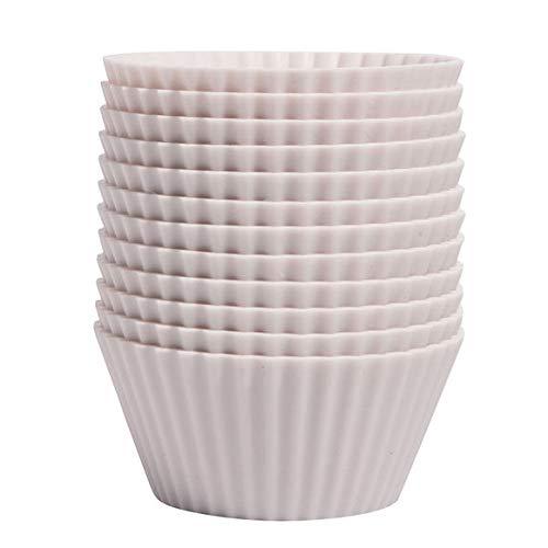 The Silicone Kitchen Reusable Silicone Baking Cups - Designer White, Pack of 12, Non-Toxic, BPA Free, Dishwasher Safe (12, Regular)