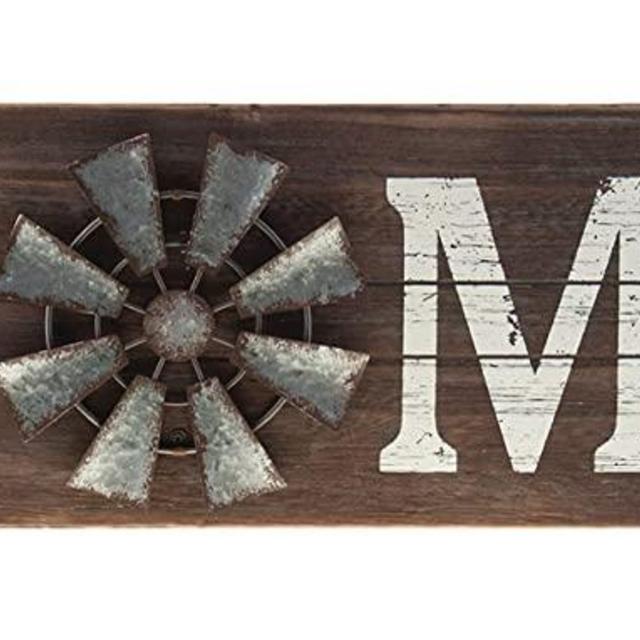 CWI Gifts Home Sign with Windmill Accent, Multicolored