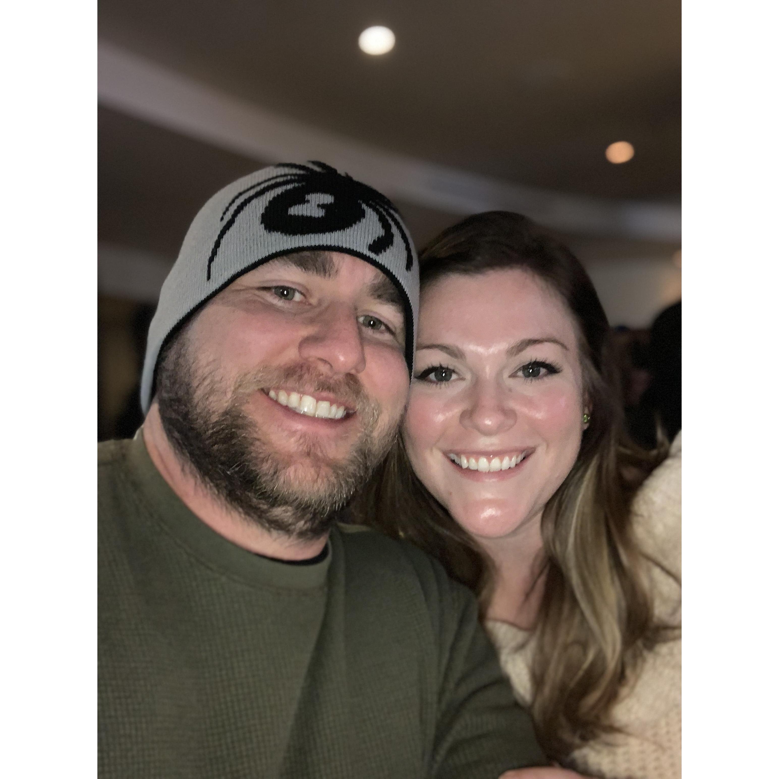 This photo was taken minutes before Kevin proposed on New Year's Eve! We were on the Mountain with fireworks and a torchlight parade in the background!