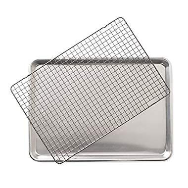 Nordic Ware 43172AMZM 2 - Piece Set - Half Sheet W/Oven Safe Nonstick Grid, Aluminum