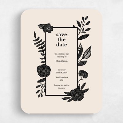 Beige Rounded Wedding Save the Date - Catania Border