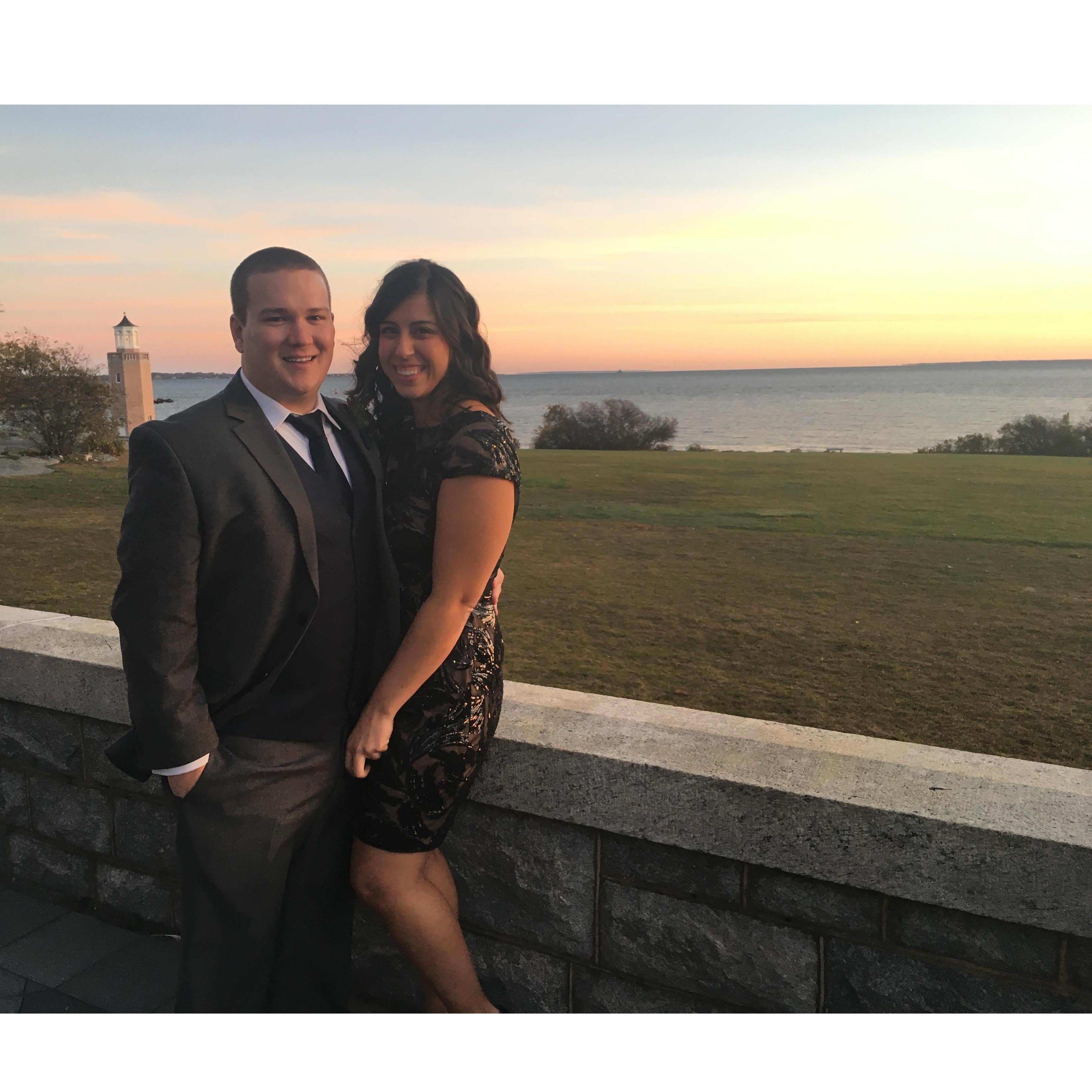 At Matt and Sara's beautiful wedding in Connecticut. The scenery solidified Tony's dream of booking a wedding venue with an unforgettable view!