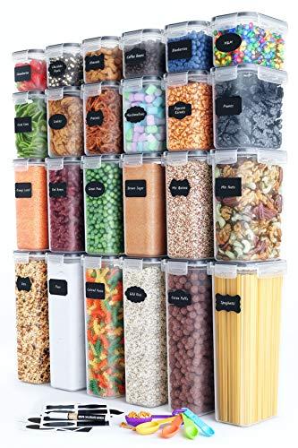 Chef's Path Airtight Food Storage Container Set - 24 PC - Kitchen & Pantry Organization - BPA-Free - Plastic Canisters with Durable Lids Ideal for Flour, Sugar & Much More - Labels, Marker & Spoon Set