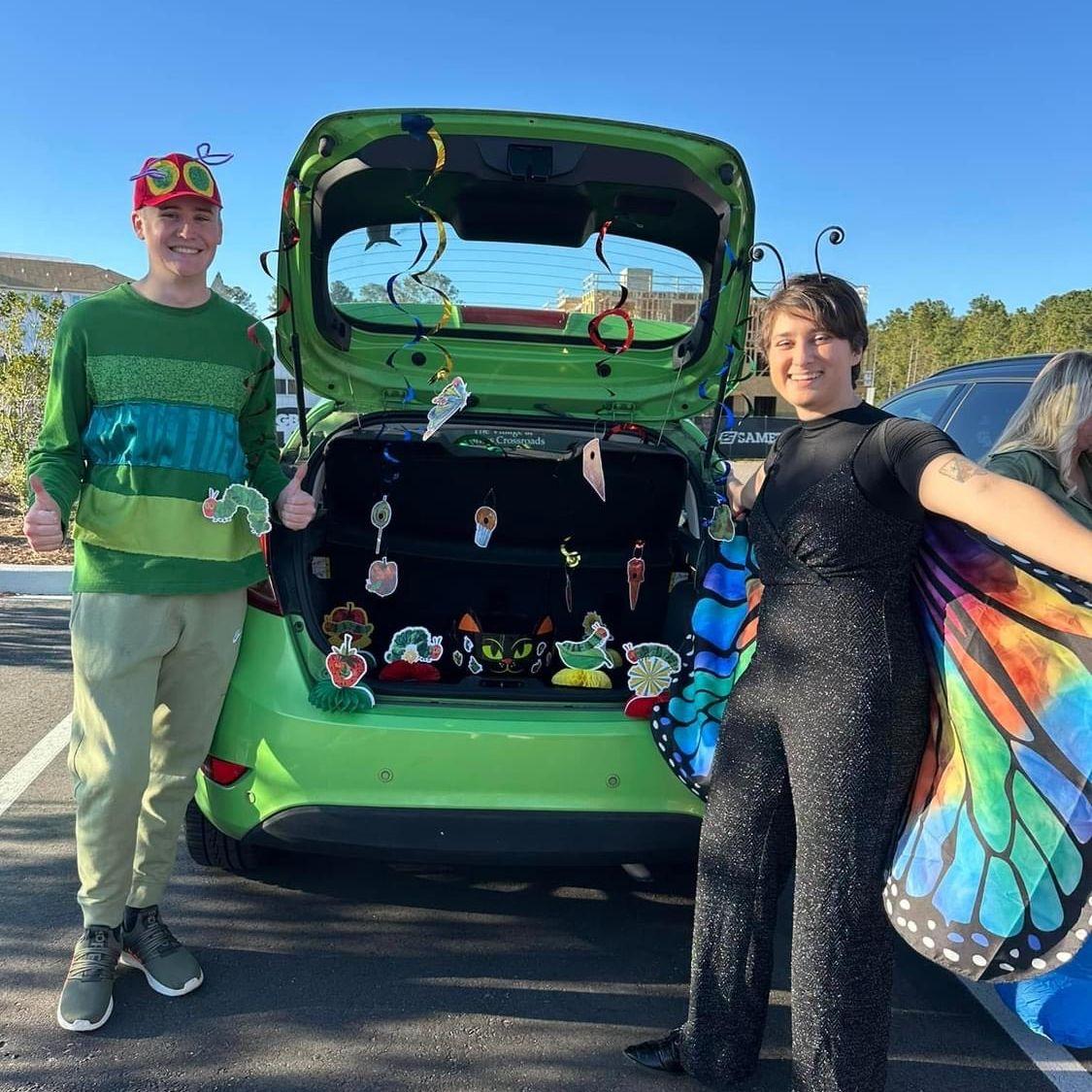 Trunk-or-treat event, dressed up as some very hungry critters.