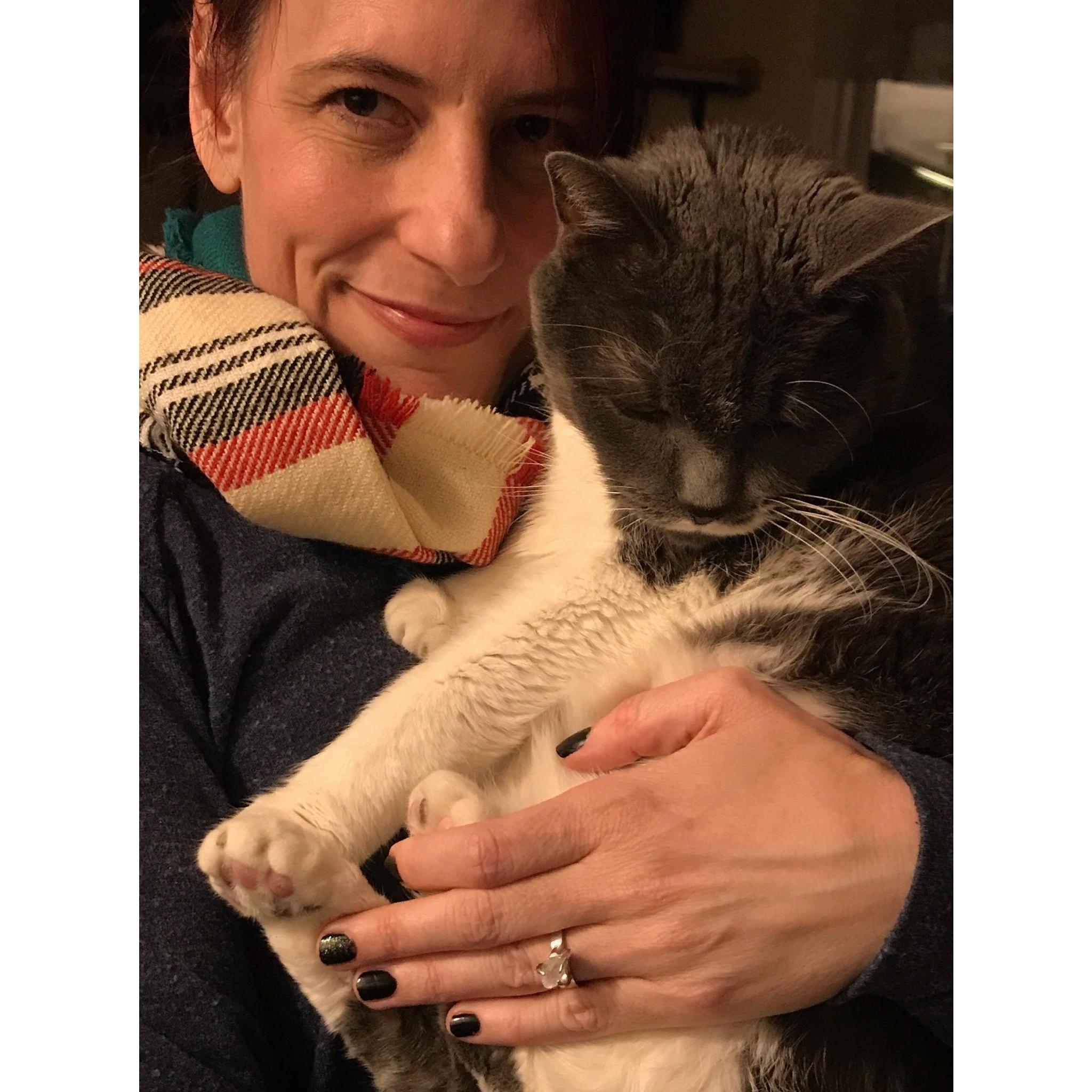 A close(r) up of the engagement ring, featuring fierce & loyal Izzy, who sadly passed in July 2018.