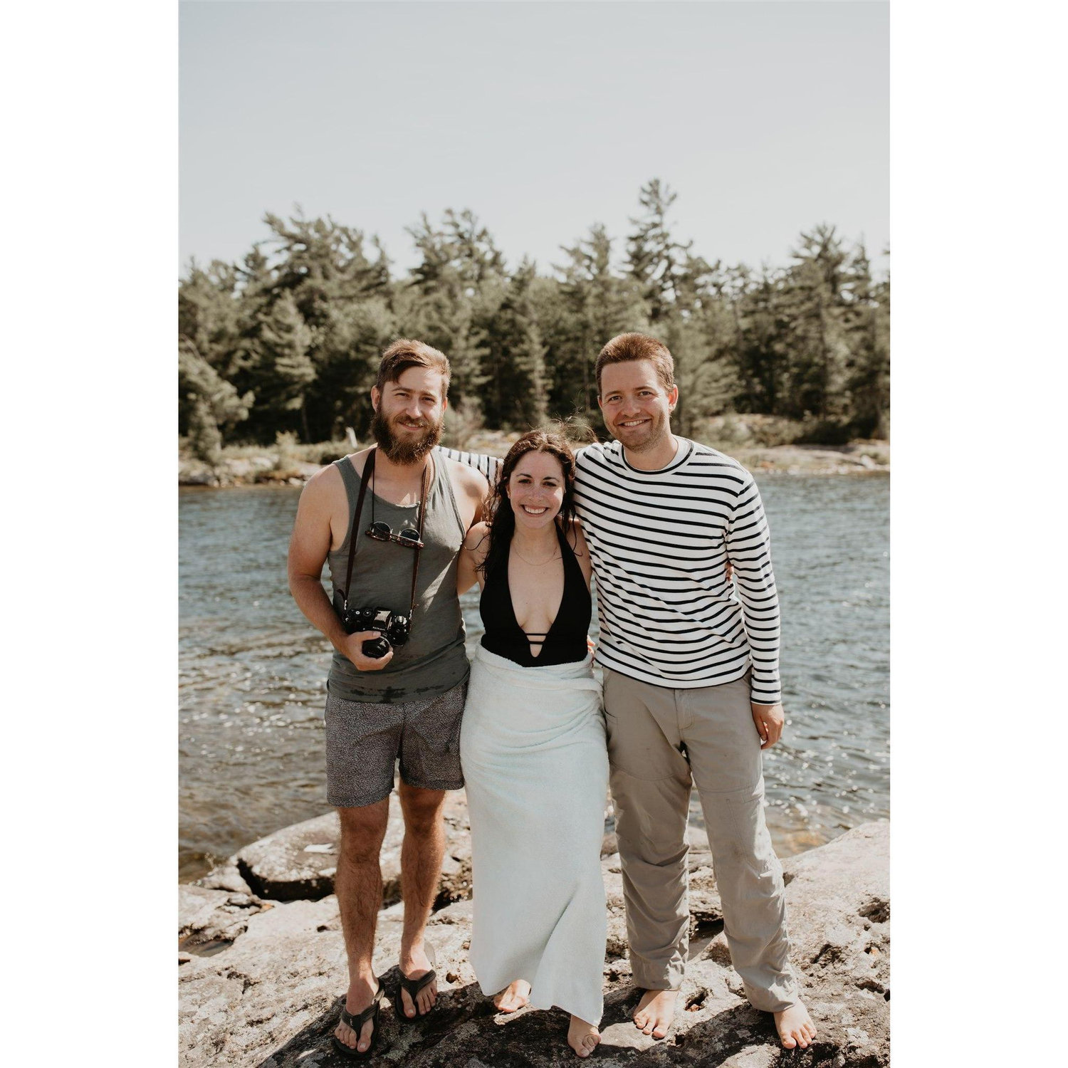 Us and Sam after diving a shipwreck in the Georgian Bay