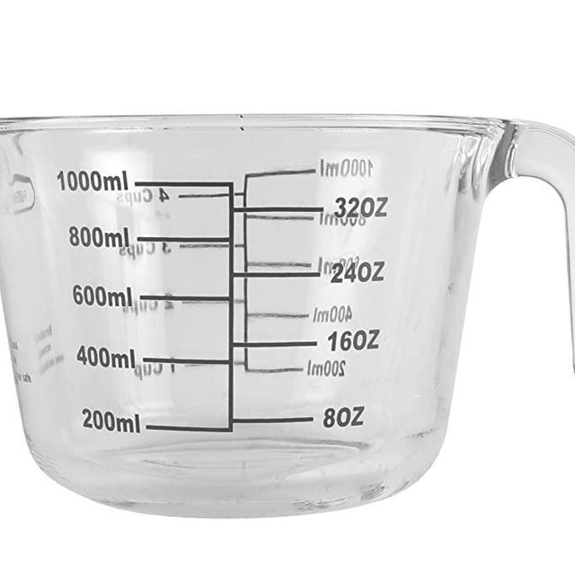 Farberware 4-Cup Borosilicate Glass Wet and Dry Measuring Cup with Oversized Measurements, Clear
