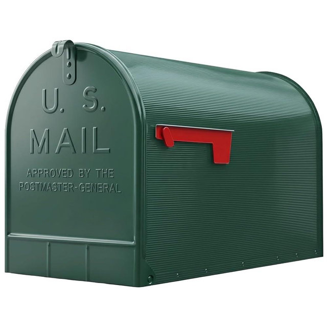Plexon Jumbo Size Rural Mailbox, 3175 cu-in Capacity, Galvanized Steel, Powder-Coated, 15 in. H x 11.69 in. W x 24.82 in. L, Green, Extra Large