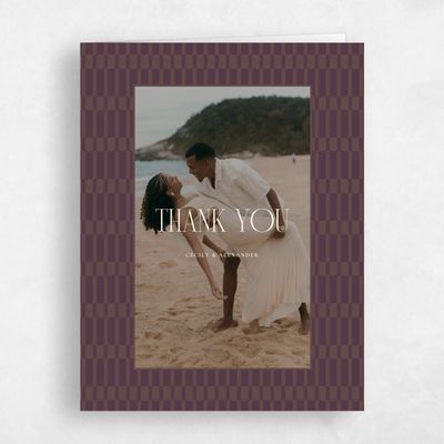 Purple Bordered Wedding Thank You - Jody Photo