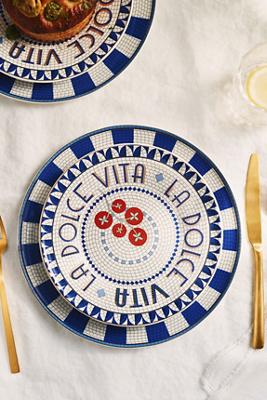 The Bistro Tile Stoneware Dessert Plate: Ciao Edition