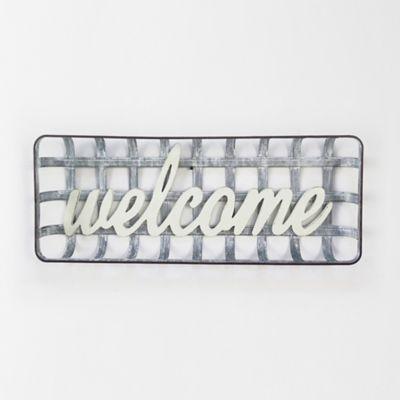 Bee & Willow™ Home Welcome Basket 11-Inch x 27-Inch Metal Wall Art