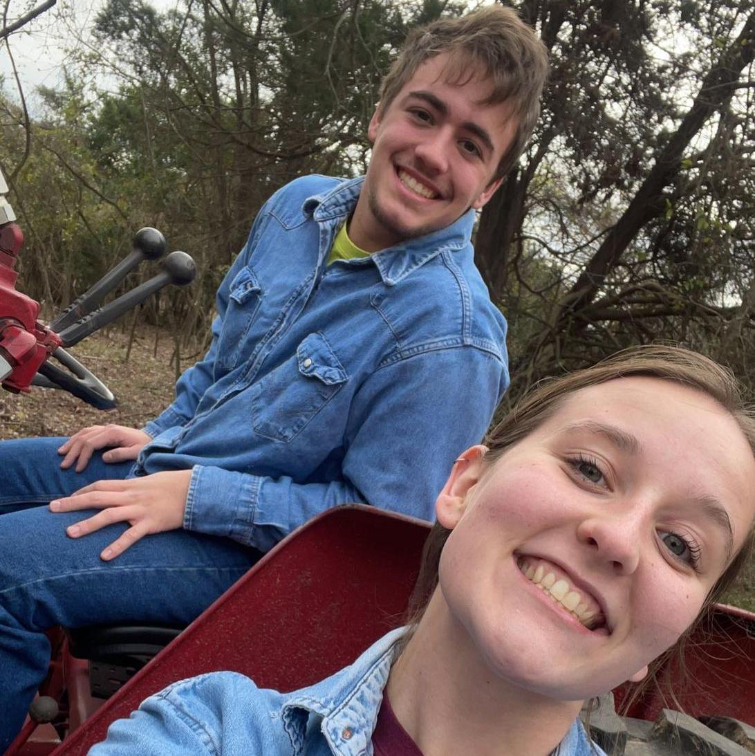 Helping out at Brandt's grandparents' place in Hearne! Kalyn learned how to use a chainsaw and Brandt learned to drive the tractor. We felt cool. ;)