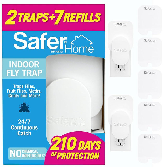 Safer Brand Home SH502-2R7SR 2 Indoor Plug-in Fly Traps for Flies, Fruit Flies, Moths, Gnats, and Other Flying Insects – 2 Traps + 7 Glue Cards