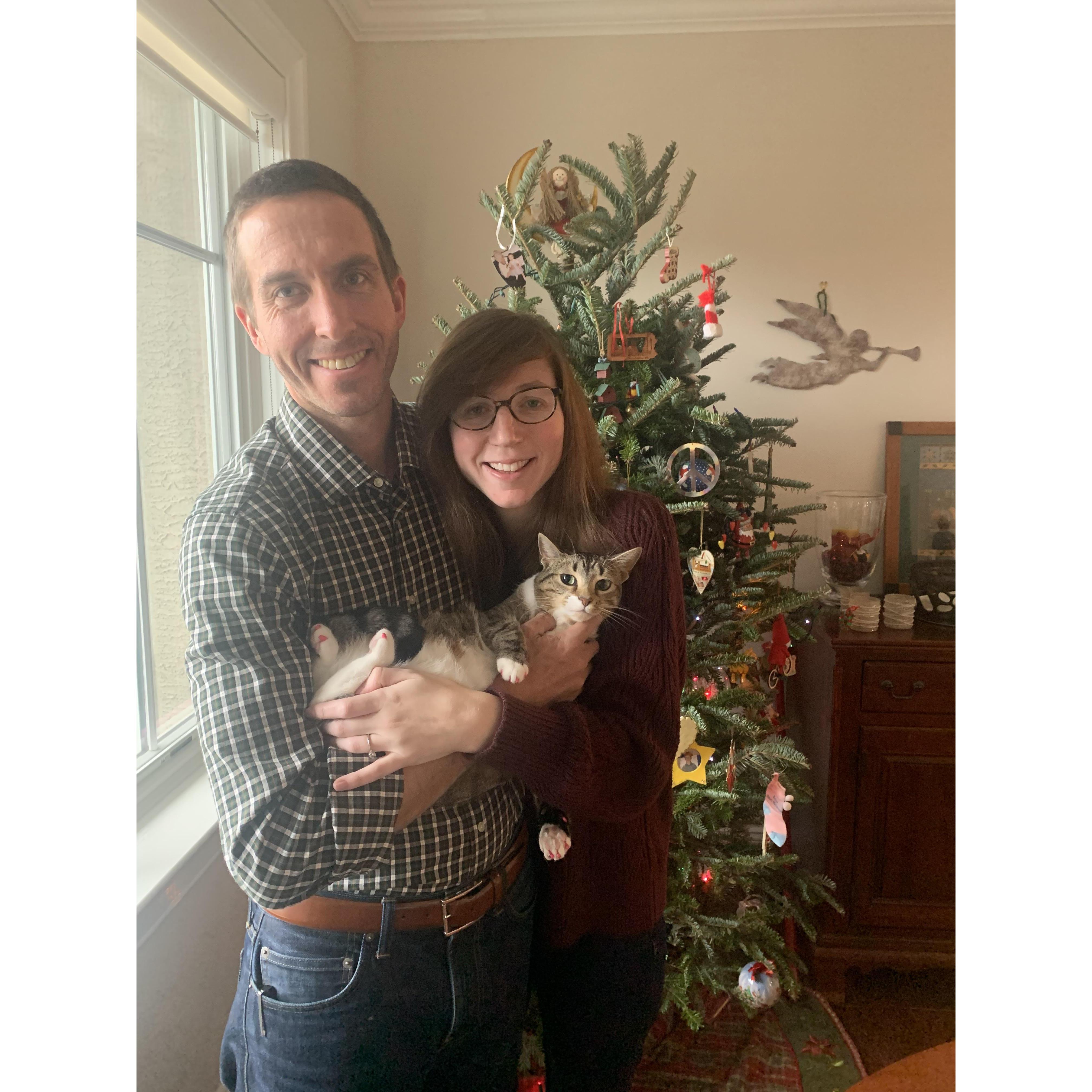Christmas photo with Pippa at the Hagertys' condo in PA. December 2021.