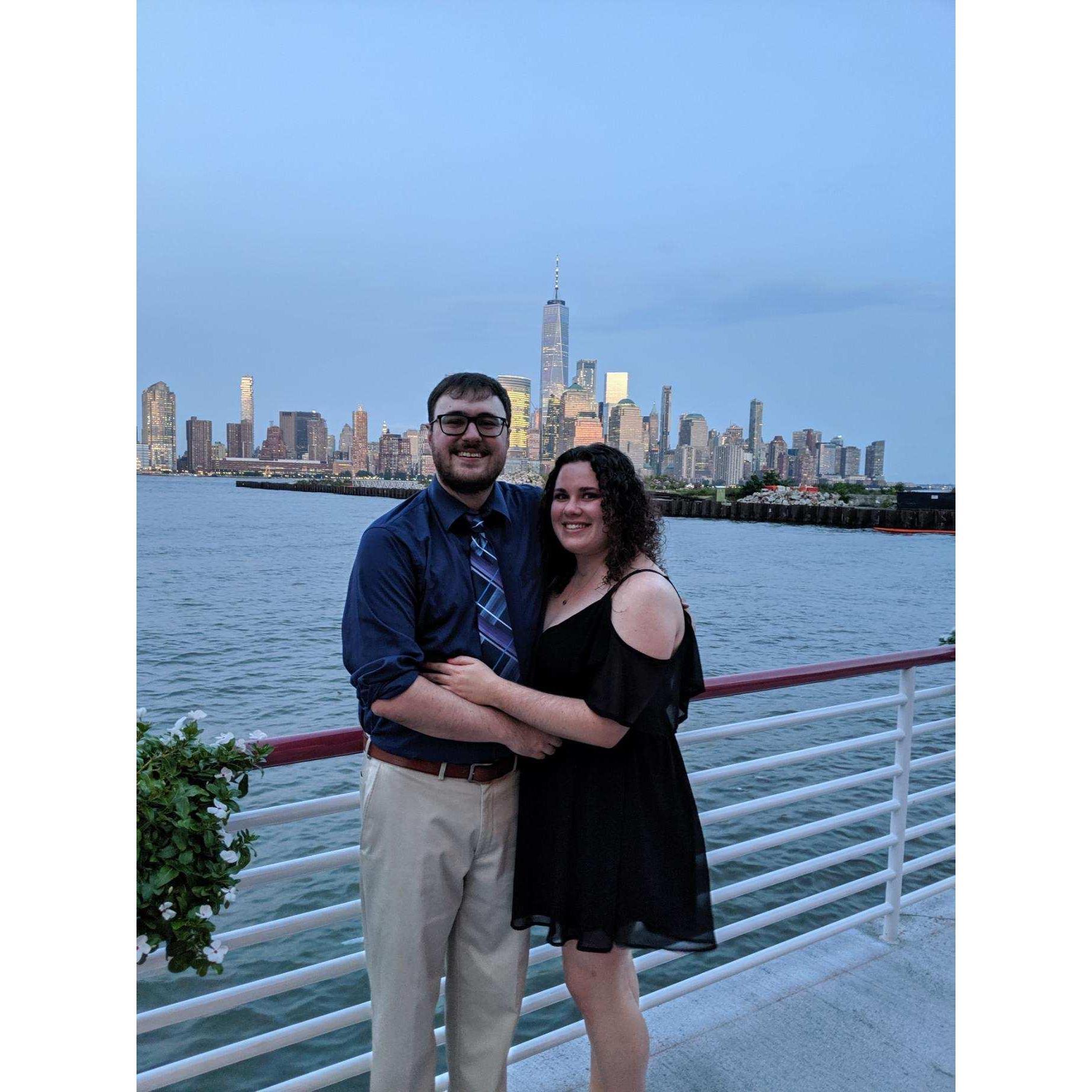 This was taken in Jersey City at our favorite fancy restaurant on the water. We were there for our 1-month and we went back for our 1-year.