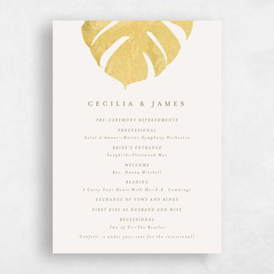 Beige Beach Wedding Program - Maui Foil