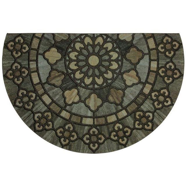 1'9"X2'9" Floral Half-circle Doormat Black - Mohawk