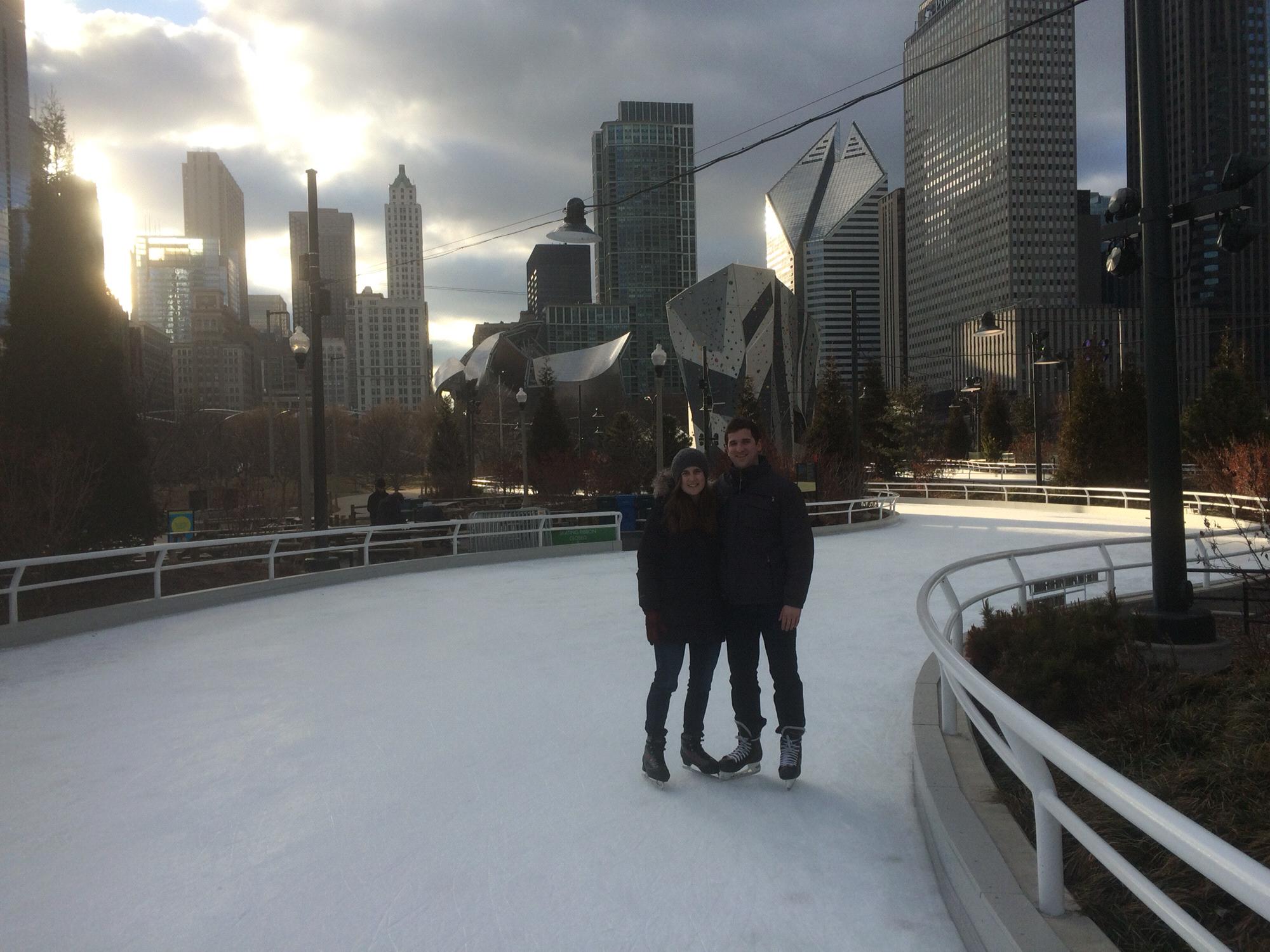 Ice-skating in Chicago.