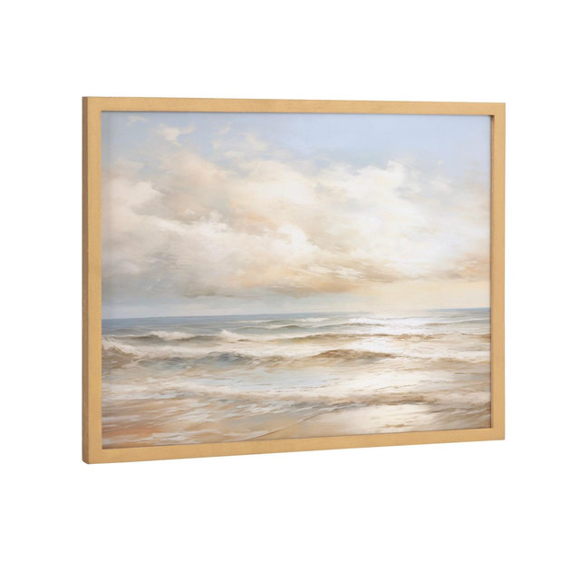 Kate & Laurel All Things Decor 16"x12" Gallery Beach Waves Sunset Cloud Landscape Print by The Creative Bunch Studio Gold