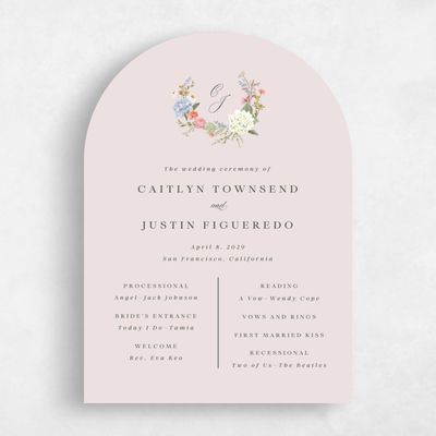 Light Mauve, Pink Wedding Program - Rosamund