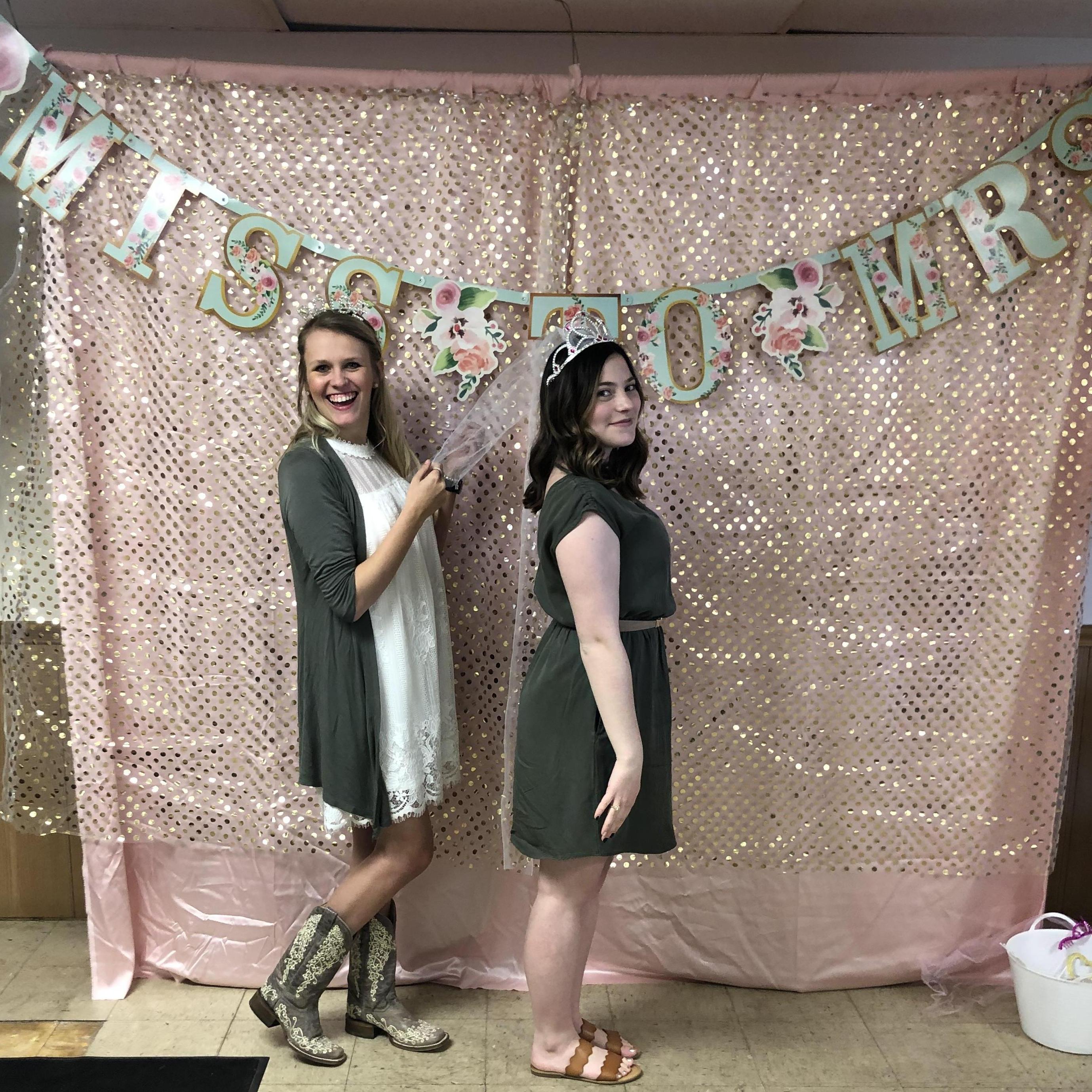 Bridesmaid, Drew, and the bride being silly at the bridal shower April 20th 2019