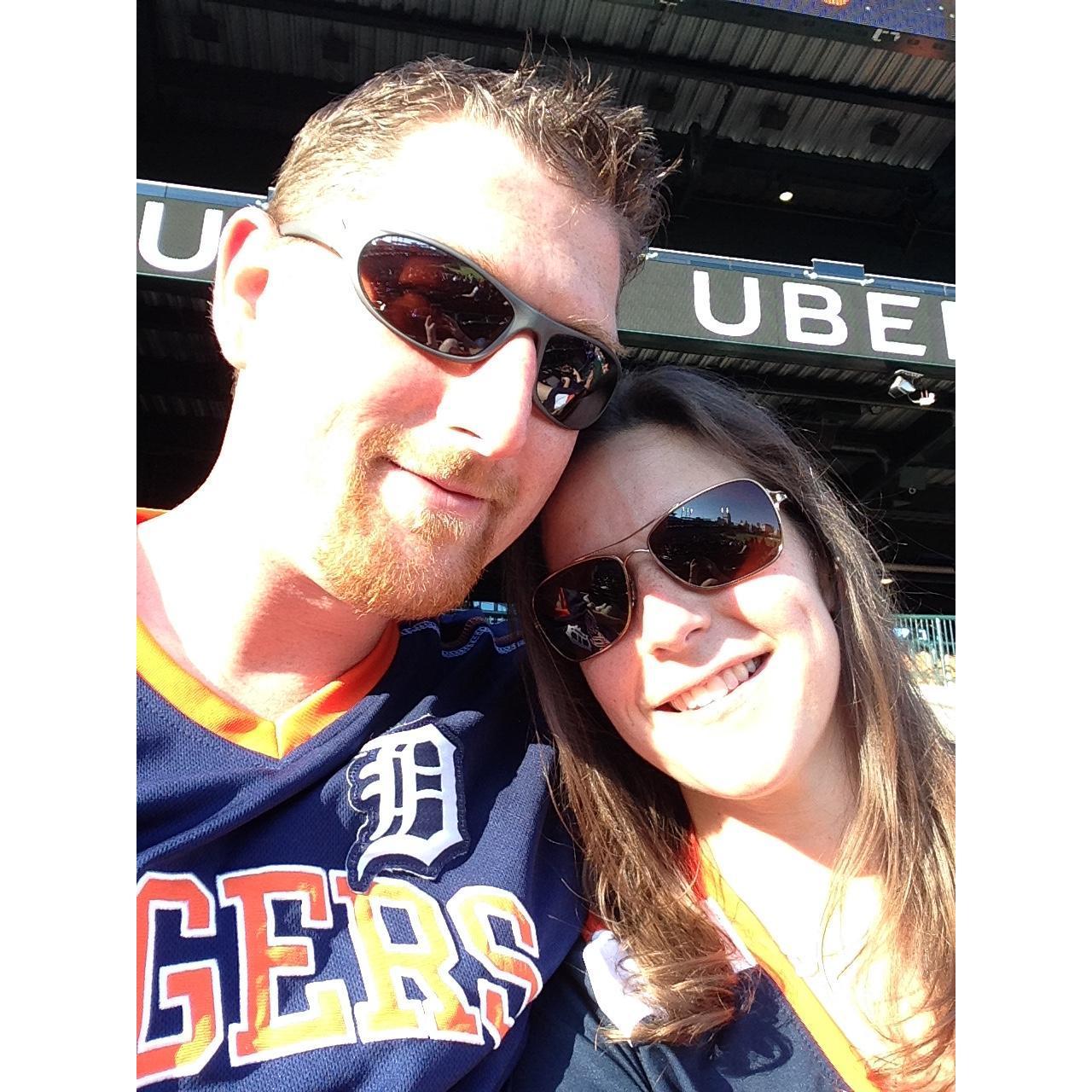 Enjoying Detroit sports together just like we did on our third date.