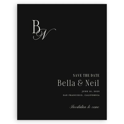 Black Wedding Digital Save the Date - Roscana Portrait