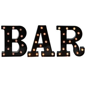 JUHUI - BAR - Illuminated Marquee Bar Sign - Lighted LED Marquee Word Sign - Pre-Lit Pub Bar Sign Light Battery Operated (23.03-in x 8.66-in) (Black BAR)