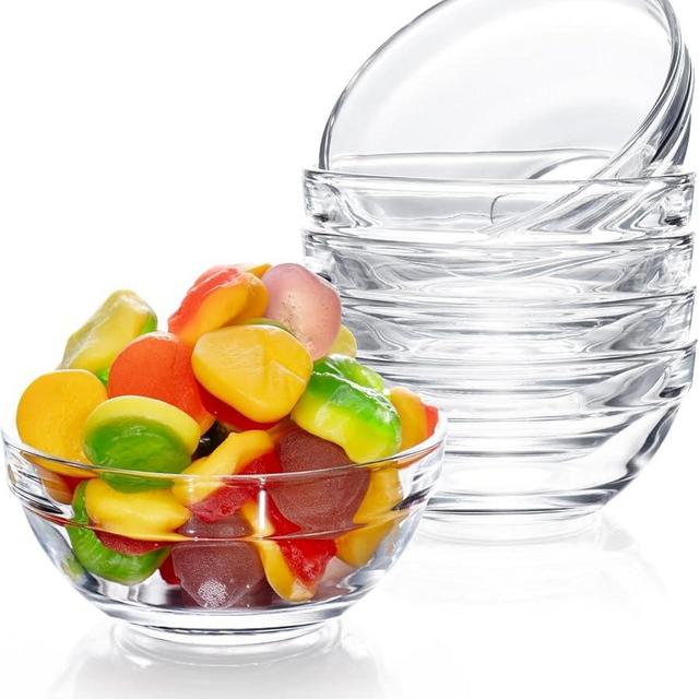SQARR Mini Glass Prep Pinch Bowls, 3.5 inch 4 oz Clear Glass Bowls for Condiments, Small Glass Bowls, and Pinch Bowls (6 Pack)
