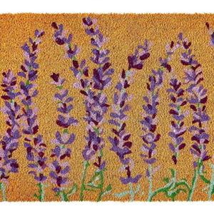 KANKUN Coco Coir Door Mat with Heavy Duty Backing, Welcome Doormat (17" x 30"), Doormat Entrance (Lavender Floral)
