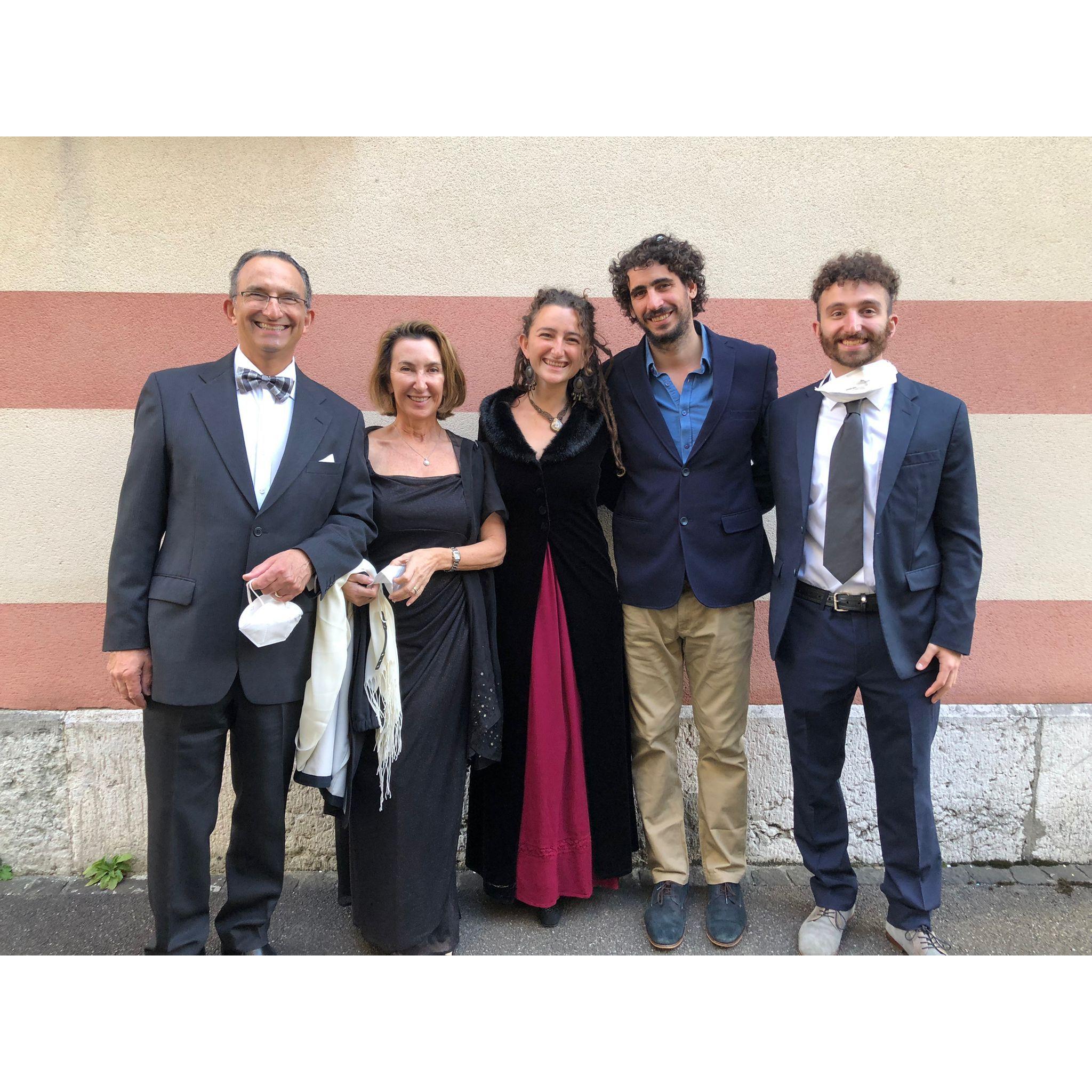 Gaia's family celebrating the wedding of cousins Manuel and Aline in Basel, Switzerland,