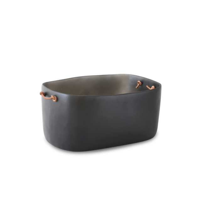 Large Champagne Bucket with Leather Handles in Grey, from Tina Frey