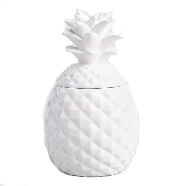 Ceramic Airtight Pineapple Cookie Jar Storage Container Large - White
